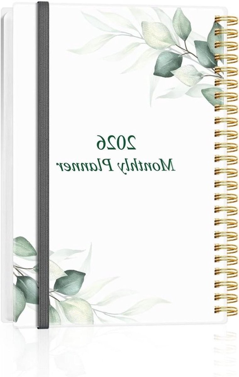 Maandplanner 2025-2026 - Afsprakenboek Agenda - Leven Structureren - Met Binnenzak - 163 x 215 cm - Groen Blad