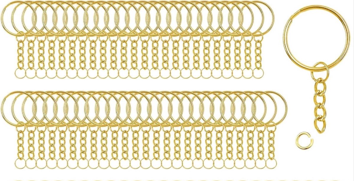 *** 50 stuks Goudkleurige sleutelringen - 25mm diameter - Sleutel ringen - Sleutelhanger - Sleutelhangerringen - van Heble® ***