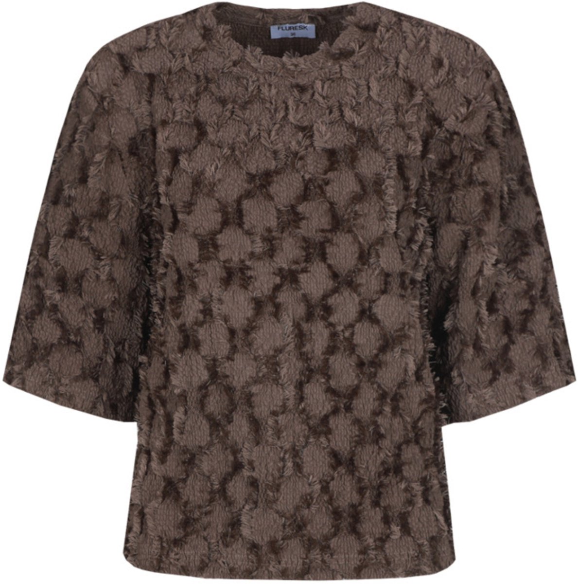 Fluresk T-shirt Liosa Top 26nzf24 514 Dark Chocolate Dames Maat - 42