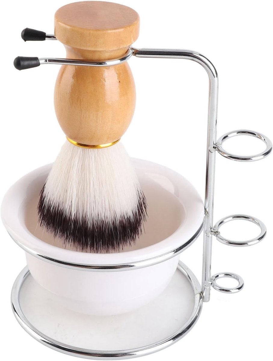 Scheerborstelhouder en Scheerzeepkom Set met Wandmontage voor Mannen, Draagbare Scheerset voor Nat en Droog Scheren, Perfect voor Thuis of Reizen