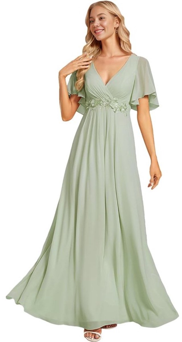 Elegante Avondjurk - Damesjurk Feest - Ceremonie Bruiloft - Lange Mouwen Chiffon - Meerdere Kleuren