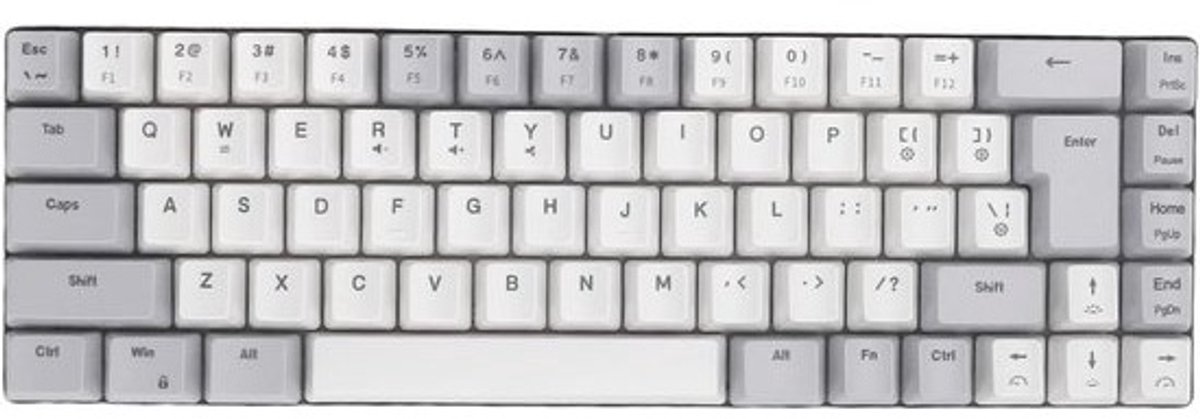 Compact Toetsenbord - Mechanisch Toetsenbord - Gaming en Kantoor - Ergonomisch Ontwerp - 68 Toetsen - Grijs Wit