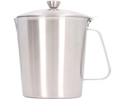 Roestvrijstalen Maatbeker - Opschuimkan Stoomkan - Latte Art Maken - Met Deksel Handvat - 1000 Milliliter - Zilverkleurig