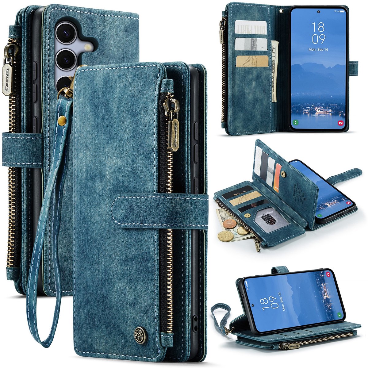 CaseMe Hoesje - Geschikt voor Samsung Galaxy S26 FE Hoesje - CaseMe C30 Book Case met Portemonnee - Blauw