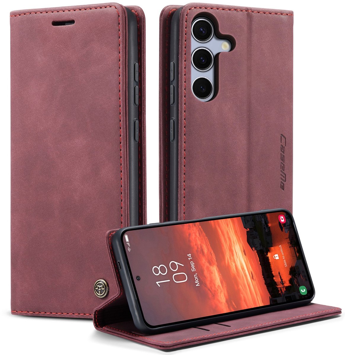 CaseMe Hoesje - Geschikt voor Samsung Galaxy S26 FE Hoesje - CaseMe 013 Book Case - Bordeaux