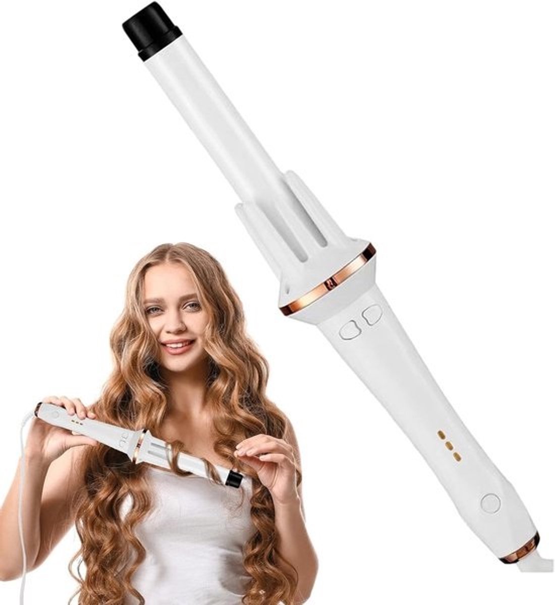 Automatische Krultang - Haarstyler Kruller - Mooie Krullen Maken - Veilig Zonder Verbranding - 40 cm - Wit