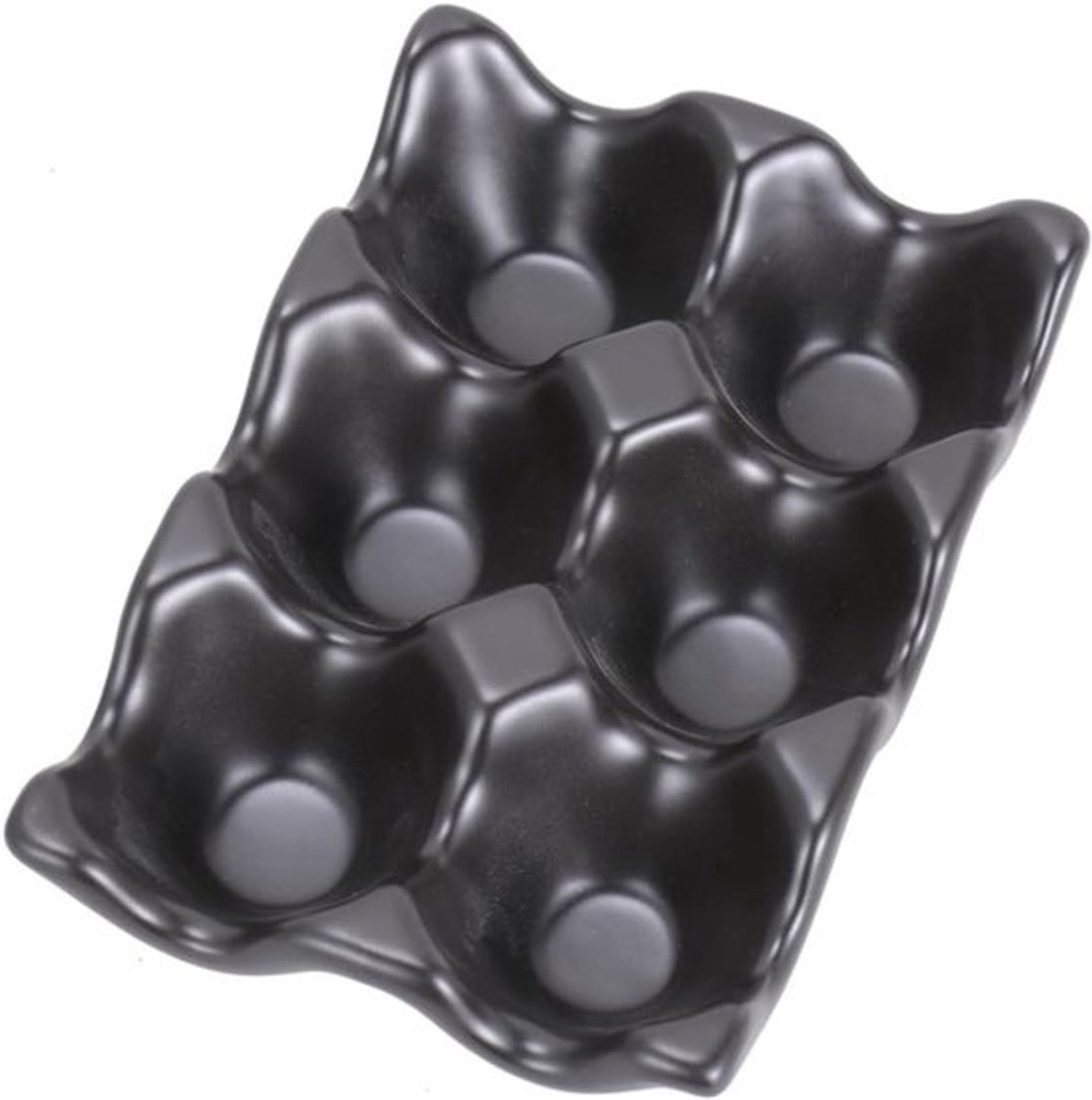 Eierdop Keramisch - Eierhouder Zes - Keuken Opbergen - Antislip Schokbestendig - 14.5x9.5x3.2cm - Zwart