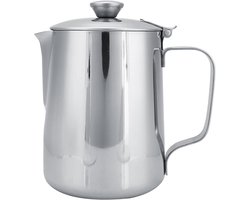 Ergonomische melkopschuimer met deksel voor latte kunst, 250 ml roestvrij staal, ideaal voor koffie en cappuccino