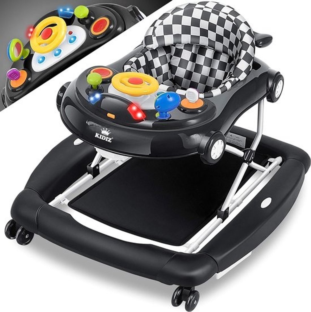 4-in-1 Loopwagen voor Baby's - Multifunctionele Babywalker met Schommelfunctie en Speelcentrum