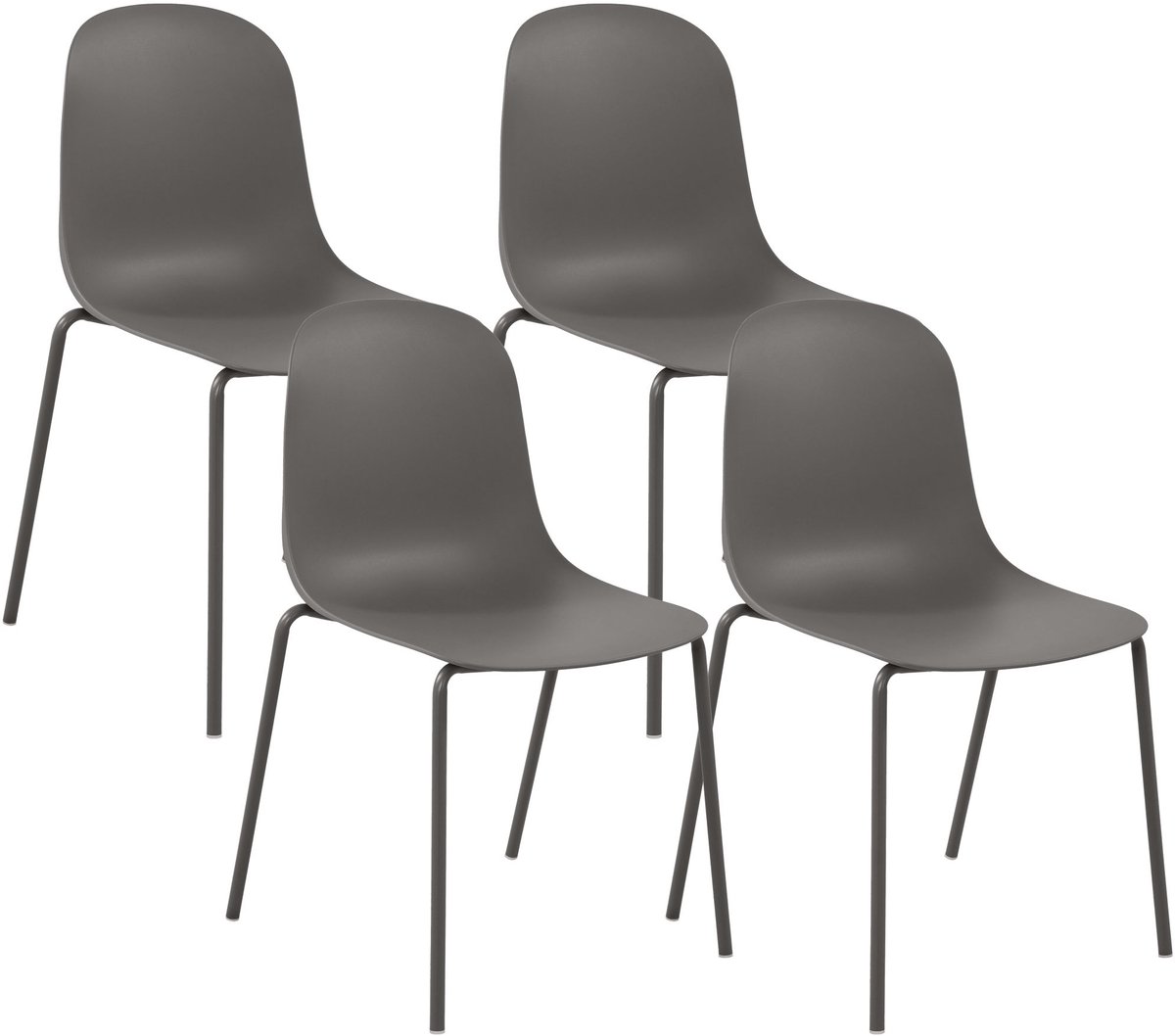 CLP Hardin Set van 4 stapelstoelen - Stapelbaar - Metaal - Kunststof/taupe