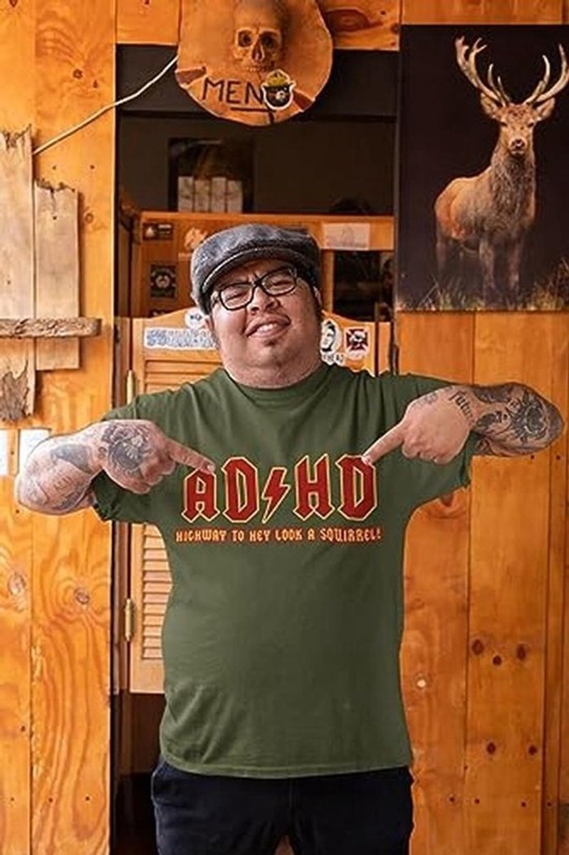 Grappig ADHD T-shirt met korte mouwen – Highway to Hey Look A Squirrel