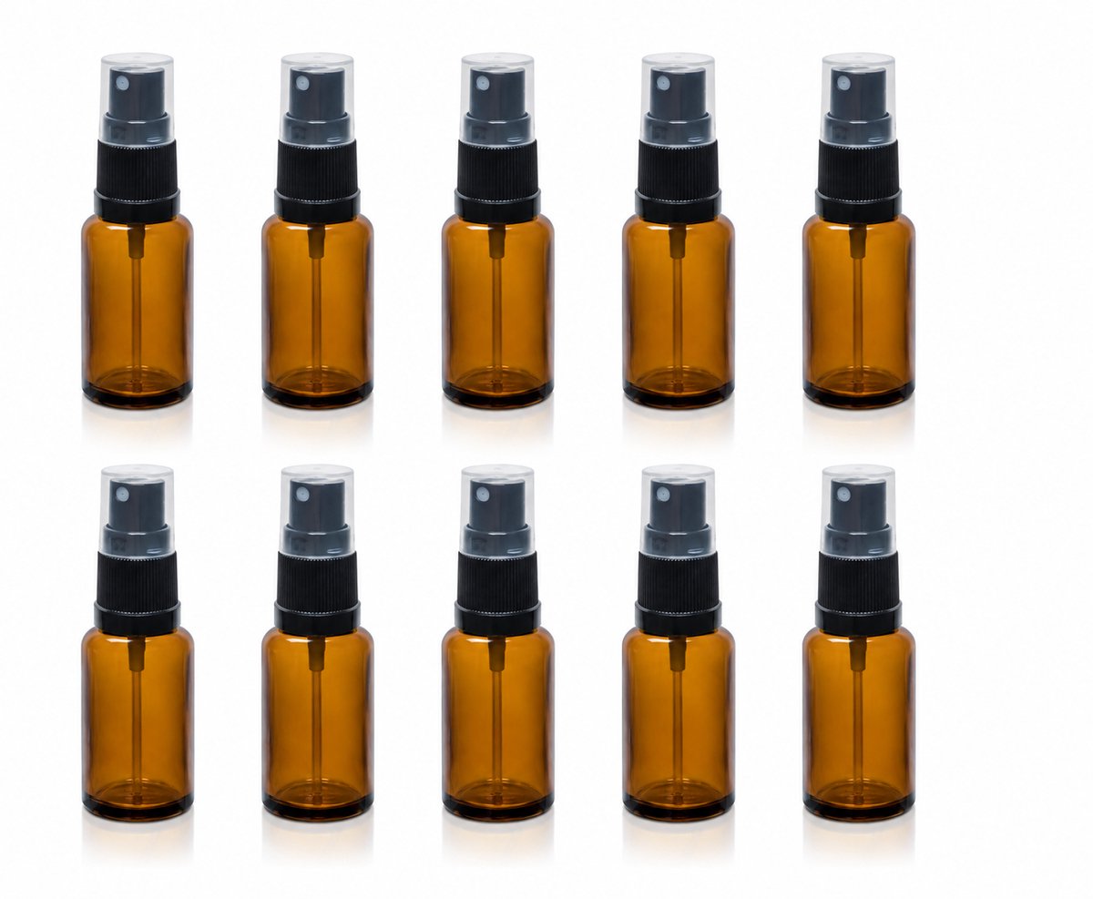 Sprayflesjes 20ml Bruin 10 stuks - Glas - Navulbaar - 10x Leeg Sprayflesje 20ml