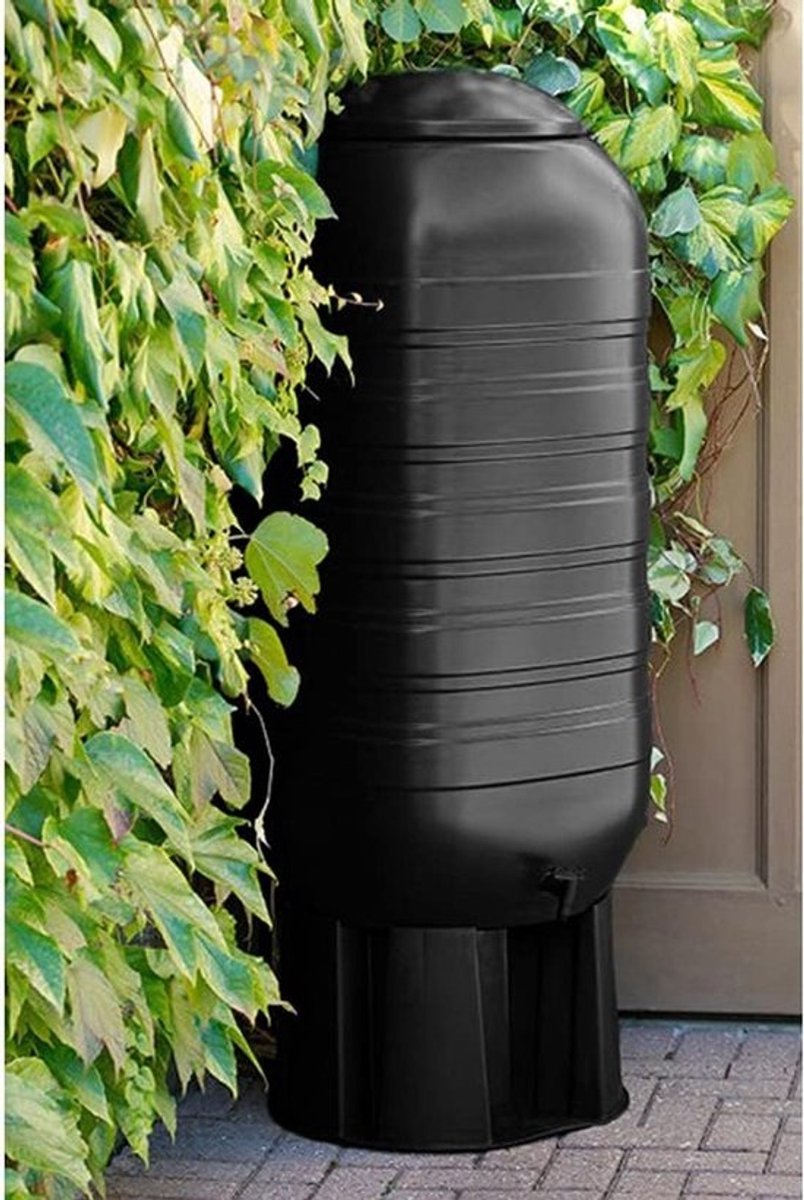 XXL regenton kunststof 250 liter met vulautomaat en kraan - slank en discreet