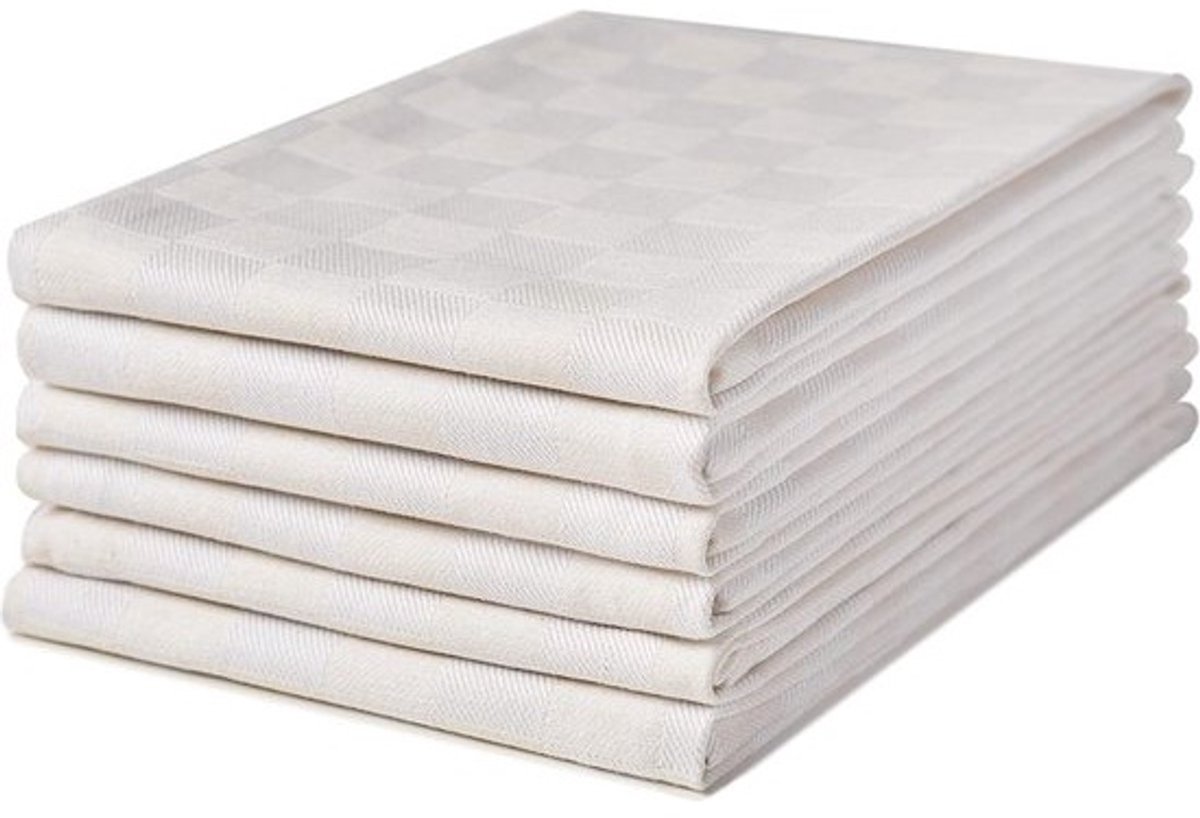 Set van 6 100% Katoenen Theedoeken Champagne | Groot en Absorberend Keukentextiel
