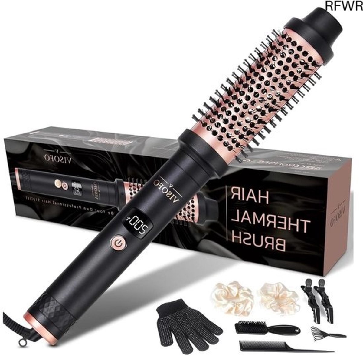 RFWR® Thermische Borstel 1,5 Inch Verwarmde Ronde Krultang - Professionele Haarstyler voor Veerkrachtige Krullen