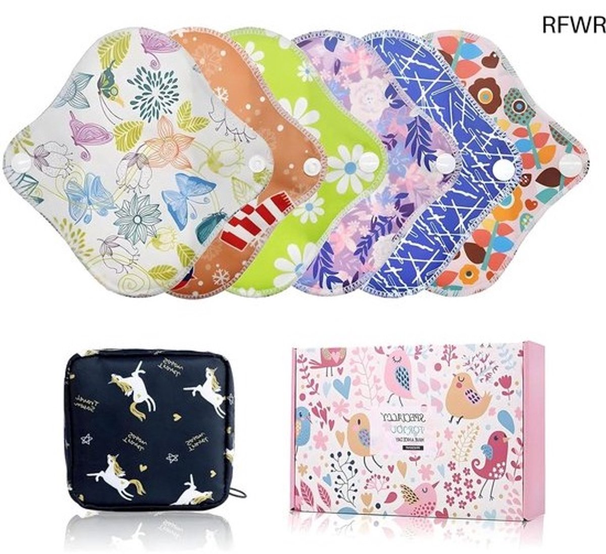 RFWR® Herbruikbare Wasbare Inlegkruisjes - 6 Stuks XS (16,5 cm) voor Vrouwen met Opbergzak