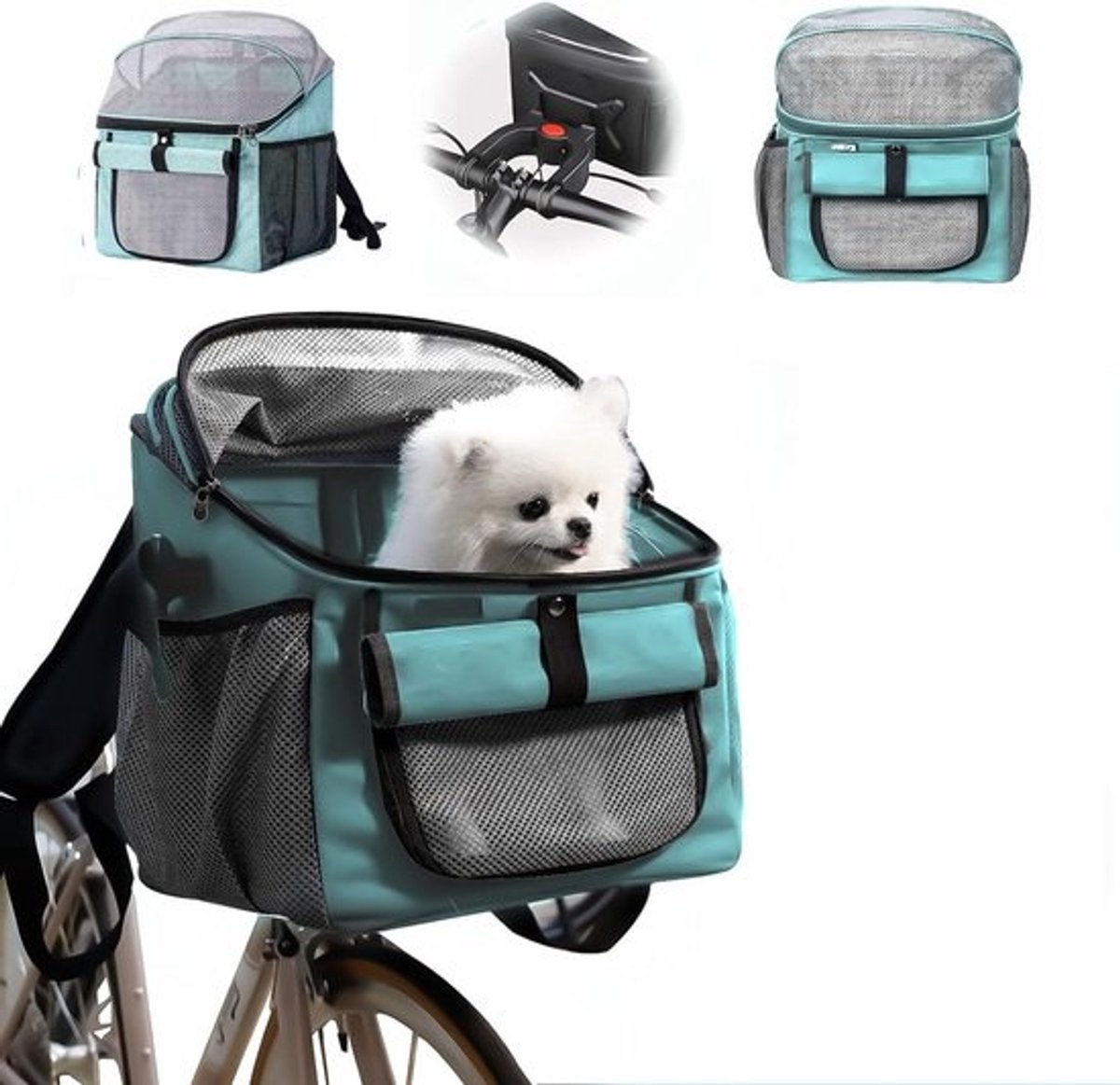Fietsmand voor Hond en Kat - Inklapbare Voordrager - 2-in-1 Hondenfietsmand met Bevestiging