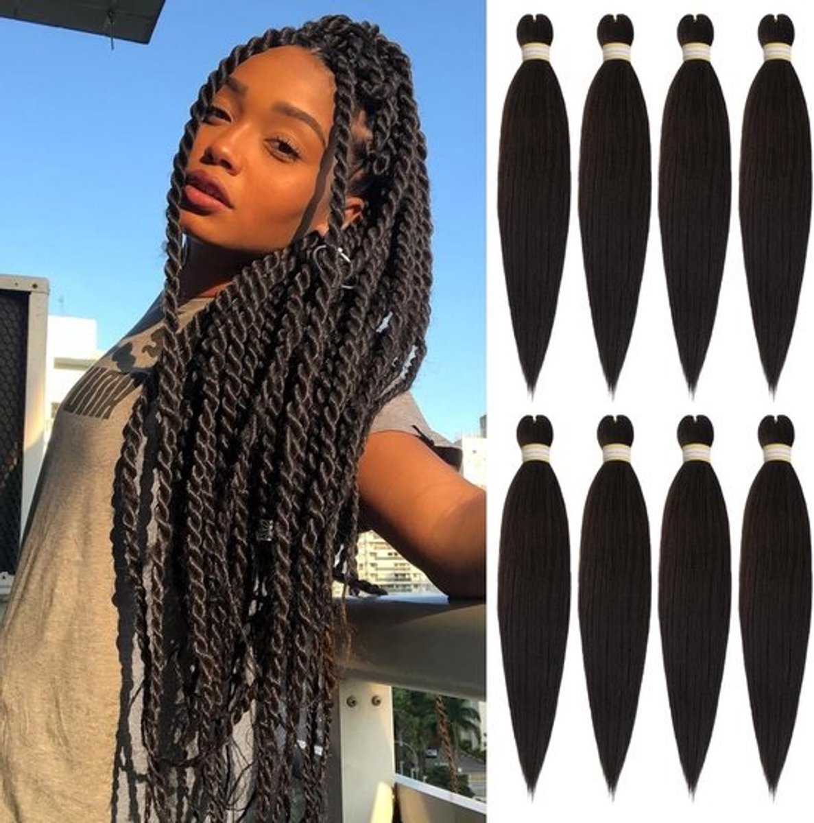 Voorgestrekt Vlechthaar 20inch Zacht Yaki Textuur Synthetisch Haar voor Ez Vlechten Extensions