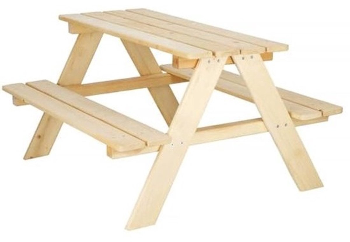 2-in-1 Tuintafel voor Kinderen - Massief Houten Picknicktafel met Banken 90 x 79 x 50 cm
