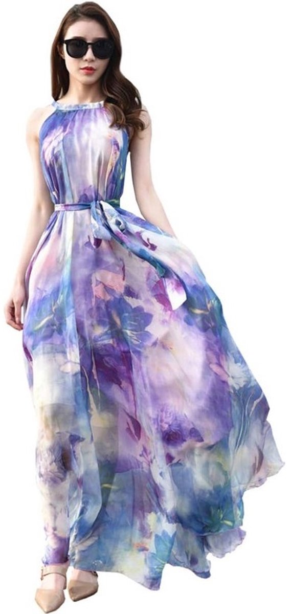 Chiffon Bloemen Maxi Jurk voor Dames - Perfect voor Feesten en Strand