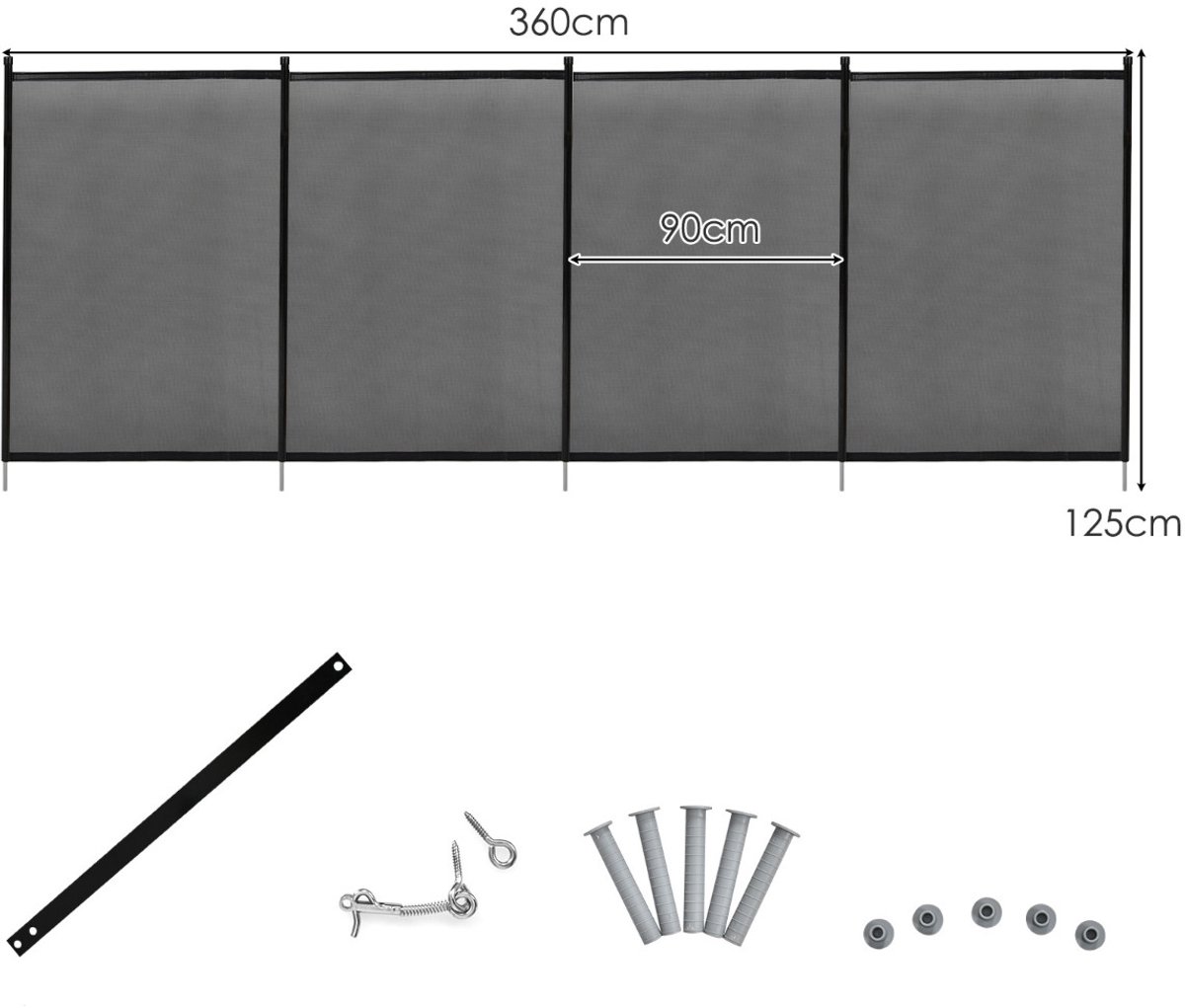SureDeal® - Zwemm - Tuinhek - Kinderen Beschermomheining - Zwembad - Tuin Complete Vijverhek - 360x125 cm - Naturel