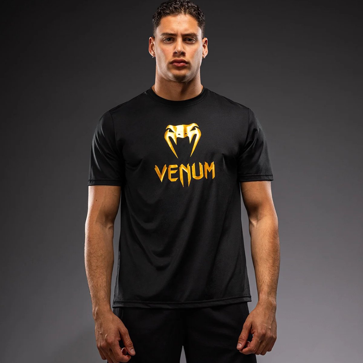 Venum Galactic 3.0 Dry Tech T‑Shirt - Zwart/Goud voor Boksen, Kickboksen & MMA - L