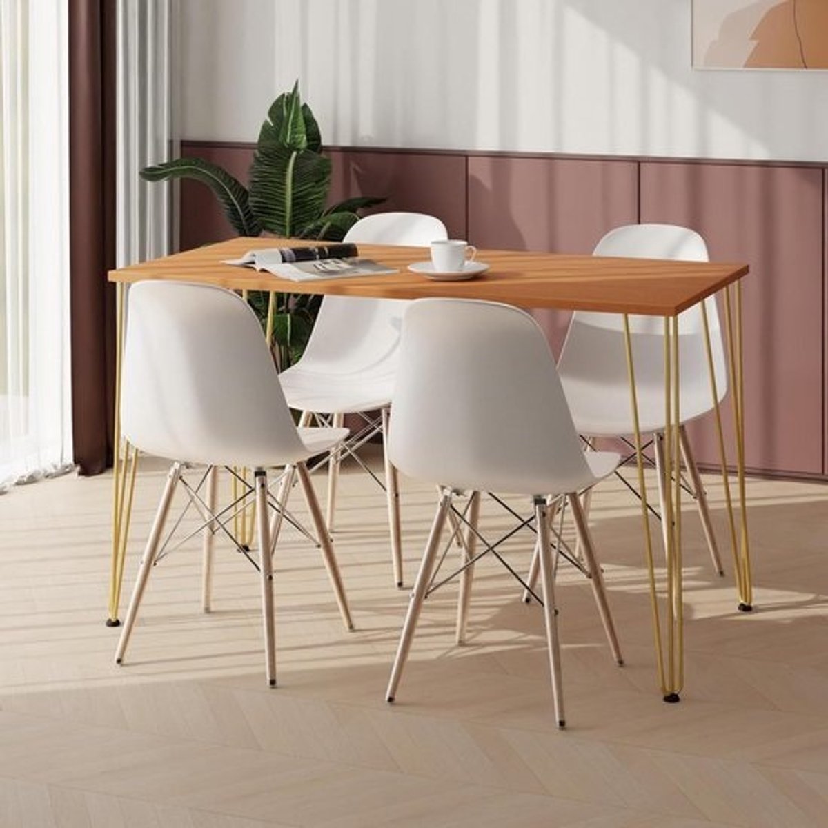 Eettafel Keukentafel - Eettafel Keukentafel - Eten en Werken - Krasbestendig Tafelblad - 100x40 cm - Els/Goud