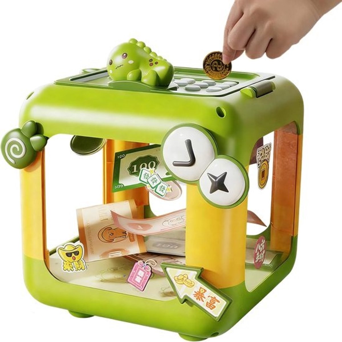 Kinderveilige Spaarpot - Geldkluis Kinderen - Geld Leren Beheren - Digitaal Cijferslot - 16x16x21 cm - Groen