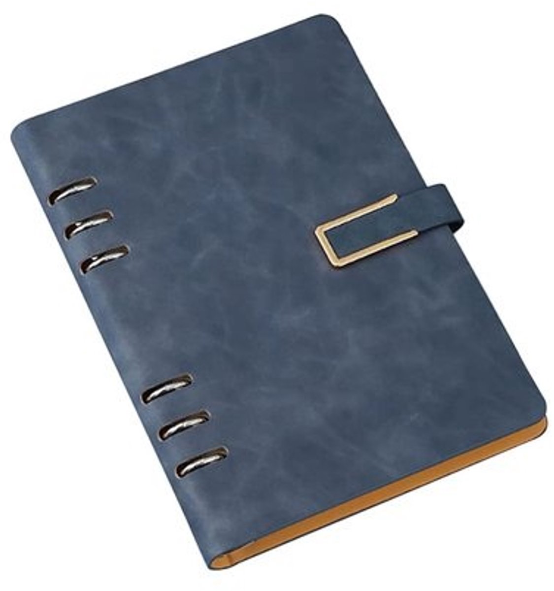 A5 Ringband Notitieboek - PU Leer Agenda - Schrijven en Notities - Verstelbaar Ringmechanisme - 170x230mm - Donkerblauw