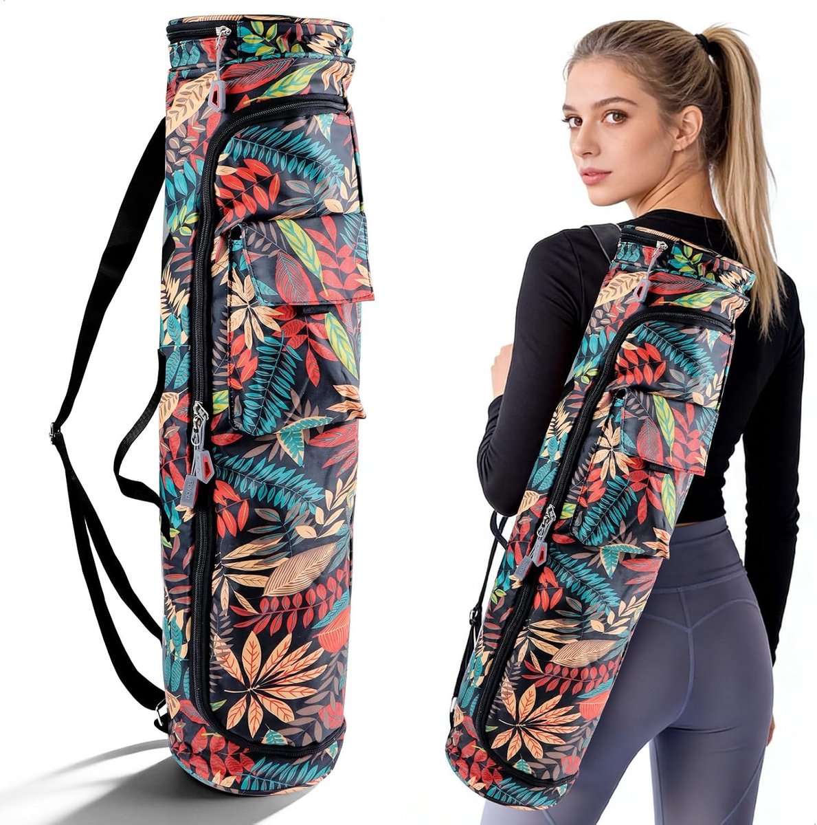 Draagtas voor Yoga Mat met Verstelbare Schouderbanden, Ideaal voor Pilates en Fitness, Canvas Sporttas voor Vrouwen