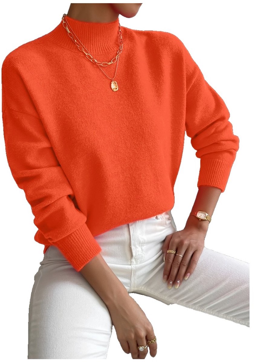Currero Sweater Dames Sweaters Sweatshirt Hoodie Warme Trui Pullover Jumper Crewneck Vest Oranje