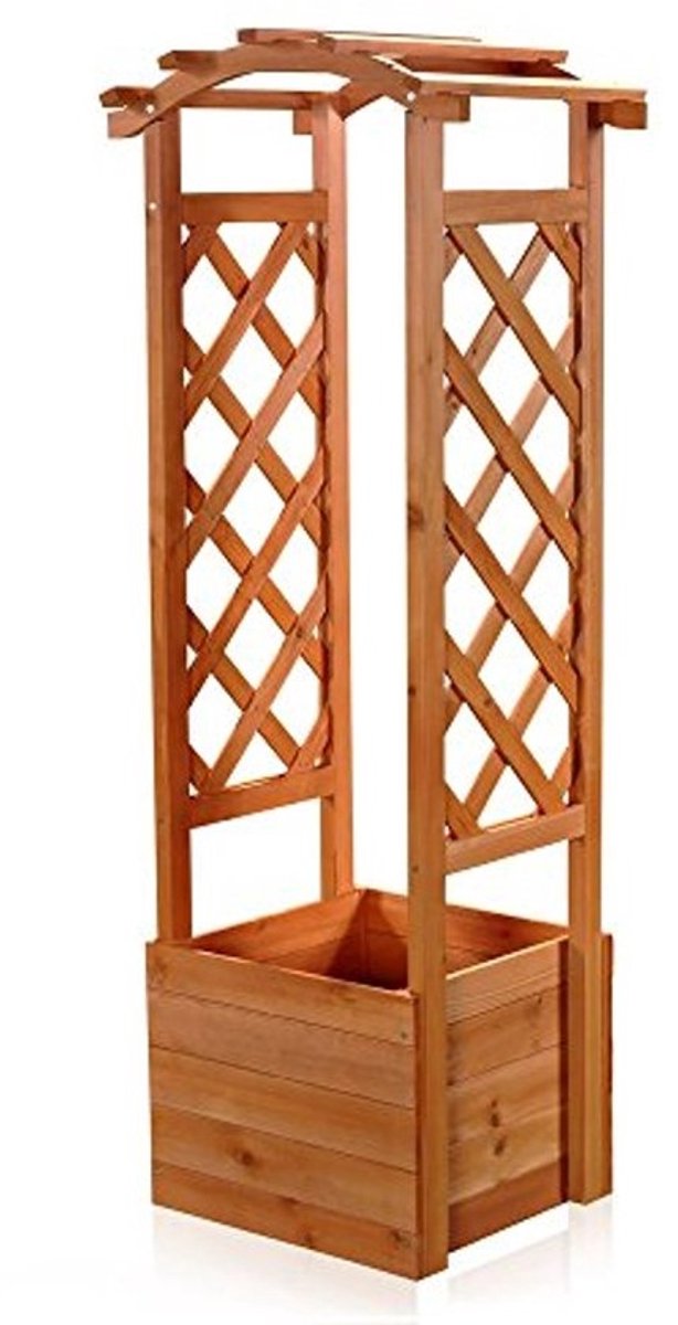Houten Bloembakken met Rozenboog voor een Landelijke Tuin