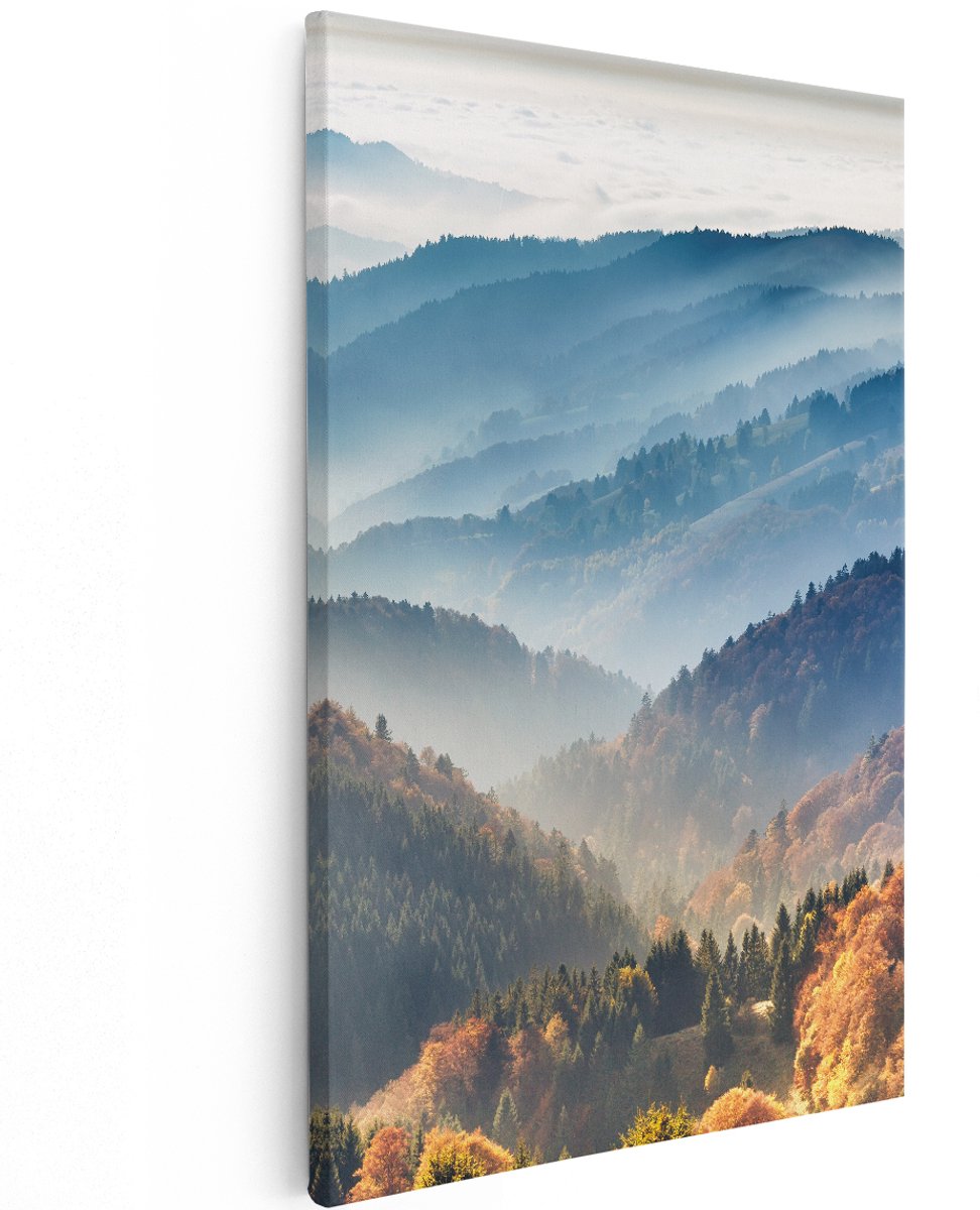 Artaza Canvas Schilderij Heuvel Landschap Van Het Zwarte Wout Bos - 120x180 cm - Groot - Wanddecoratie Woonkamer - Schilderijen - Muurdecoratie