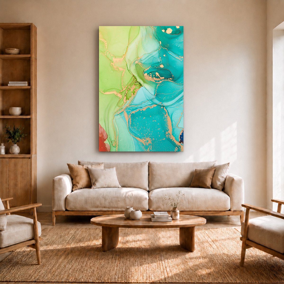 Artaza Canvas Schilderij Abstracte Kunst - Kleurrijke Marmer - 120x180 cm - Groot - Wanddecoratie Woonkamer - Schilderijen - Muurdecoratie