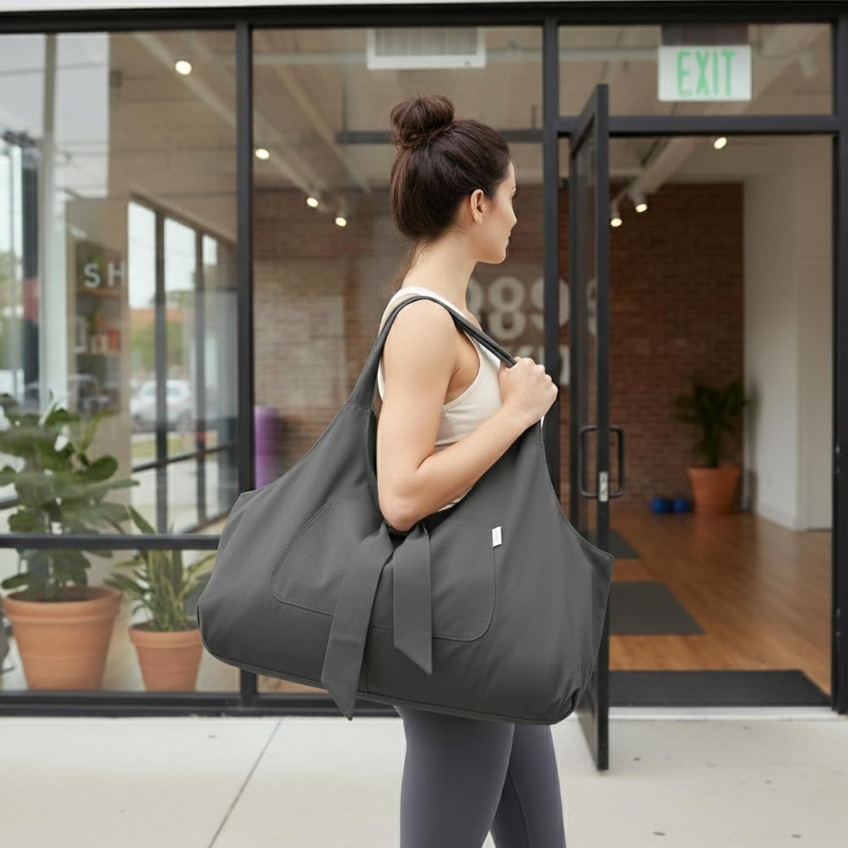Yogatas - Asgrijs - L - Lichtgewicht en Duurzaam - Voor Yogamatten en Meer