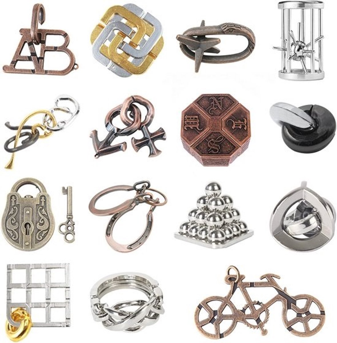 15 Stuks Metalen Puzzels Set - Brain Teasers en IQ Challenges voor Volwassenen en Kinderen