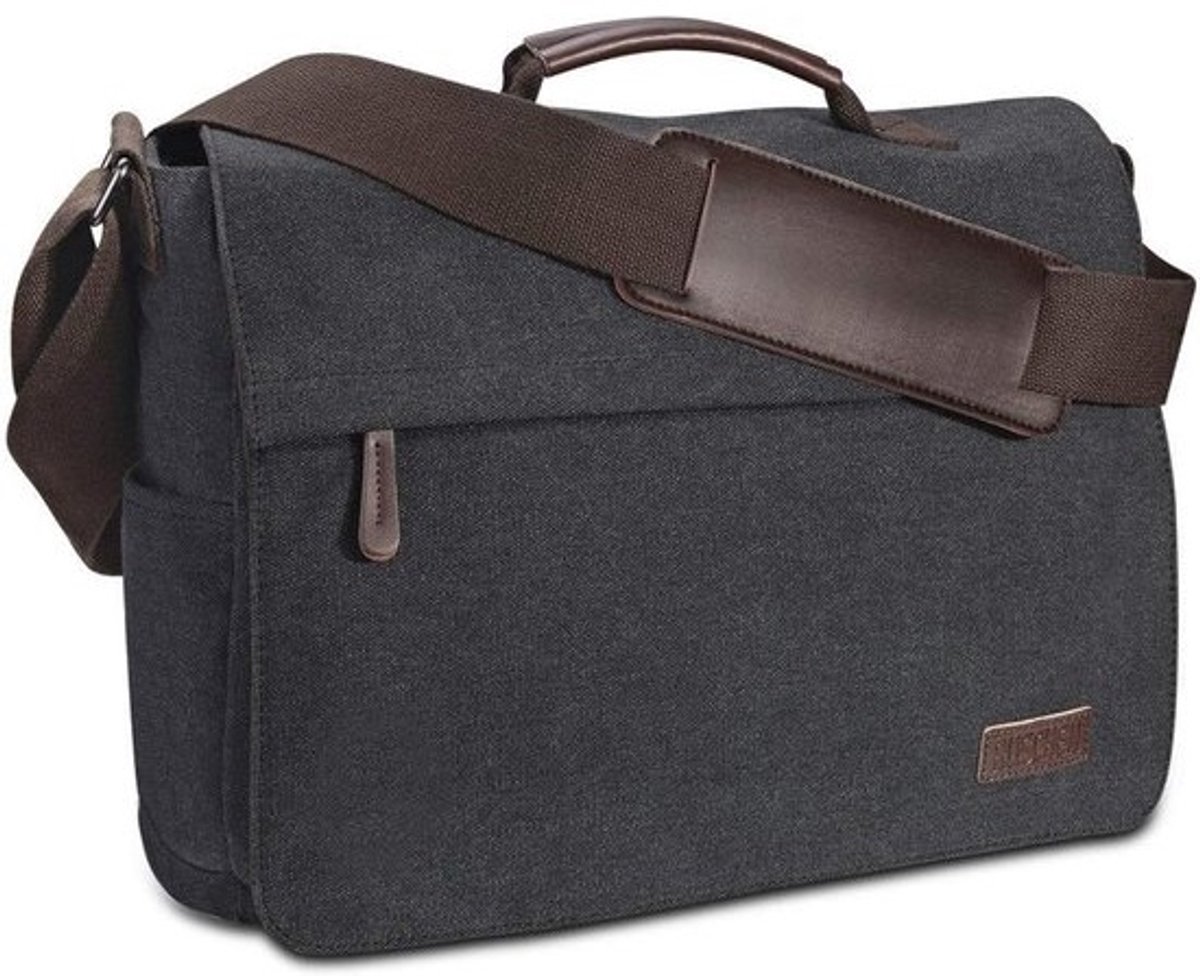 Heren Schoudertas van Hoogwaardig Vintage Canvas voor 15,6 Inch Laptop