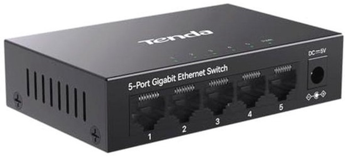 Netwerk Switch - Gigabit Hub - Netwerk Uitbreiding - 6kV Bliksembeveiliging - 5 Poorten - Metaal