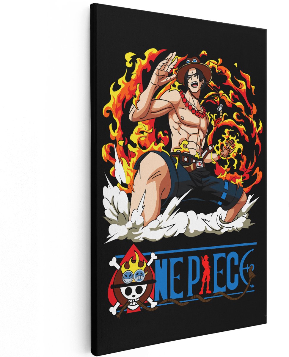 Artaza Canvas Schilderij Portgas D Ace - 120x180 cm - Groot - Wanddecoratie One Piece Anime - Muurdecoratie Jongenskamer - Schilderijen Op Canvas