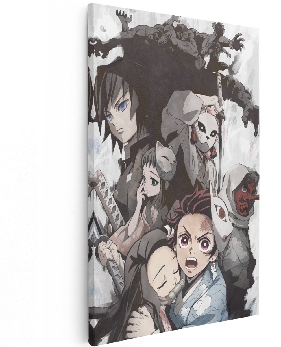 Artaza Canvas Schilderij Demon Slayer - 120x180 cm - Groot - Wanddecoratie Anime - Muurdecoratie Japan - Schilderijen Jongens Slaapkamer