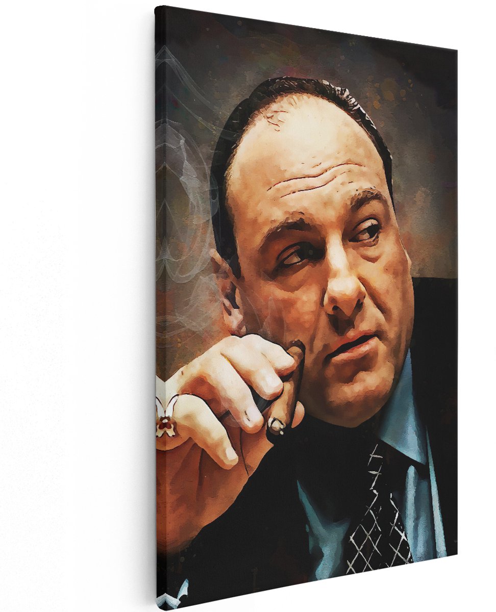 Artaza Canvas Schilderij Tony Soprano met een Sigaar - 120x180 cm - Groot - Muurdecoratie - Canvas Print