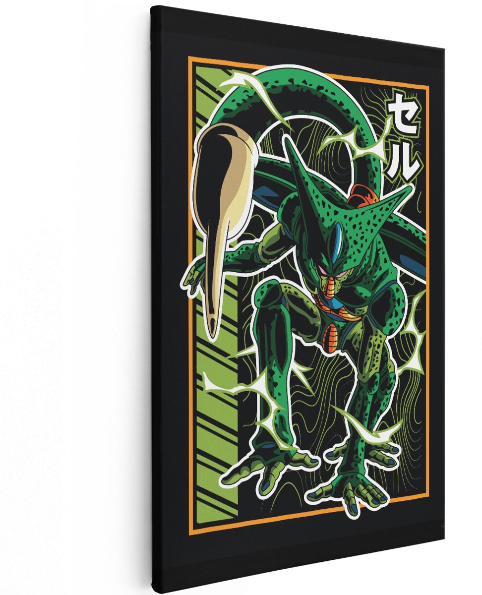 Artaza Canvas Schilderij Cell Dragon Ball Z - 120x180 cm - Groot - Wanddecoratie Anime - Muurdecoratie Jongenskamer - Schilderijen Op Canvas Japan