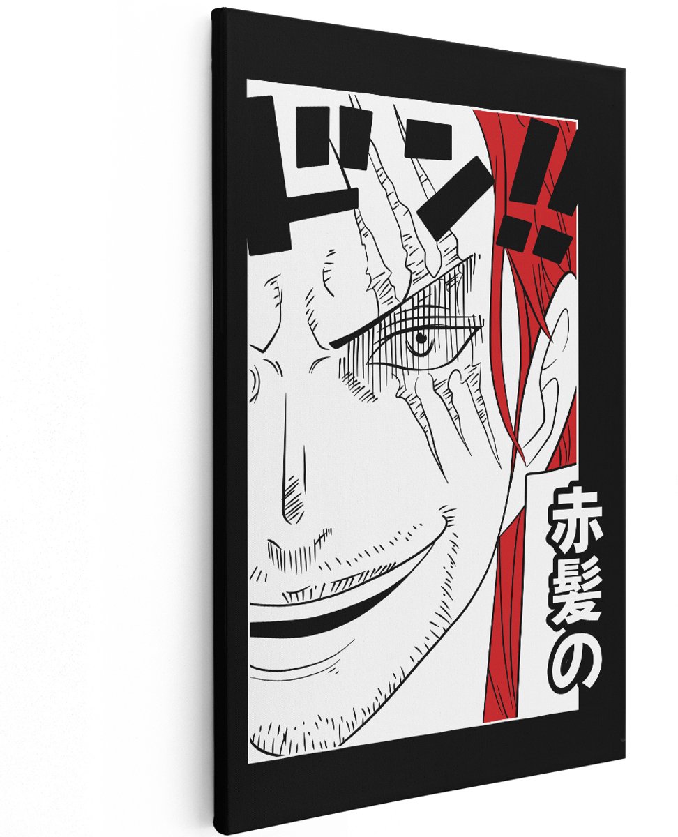 Artaza Canvas Schilderij Shanks One Piece - 120x180 cm - Groot - Wanddecoratie Anime - Muurdecoratie Manga Slaapkamer - Schilderijen Op Canvas Zwart Wit