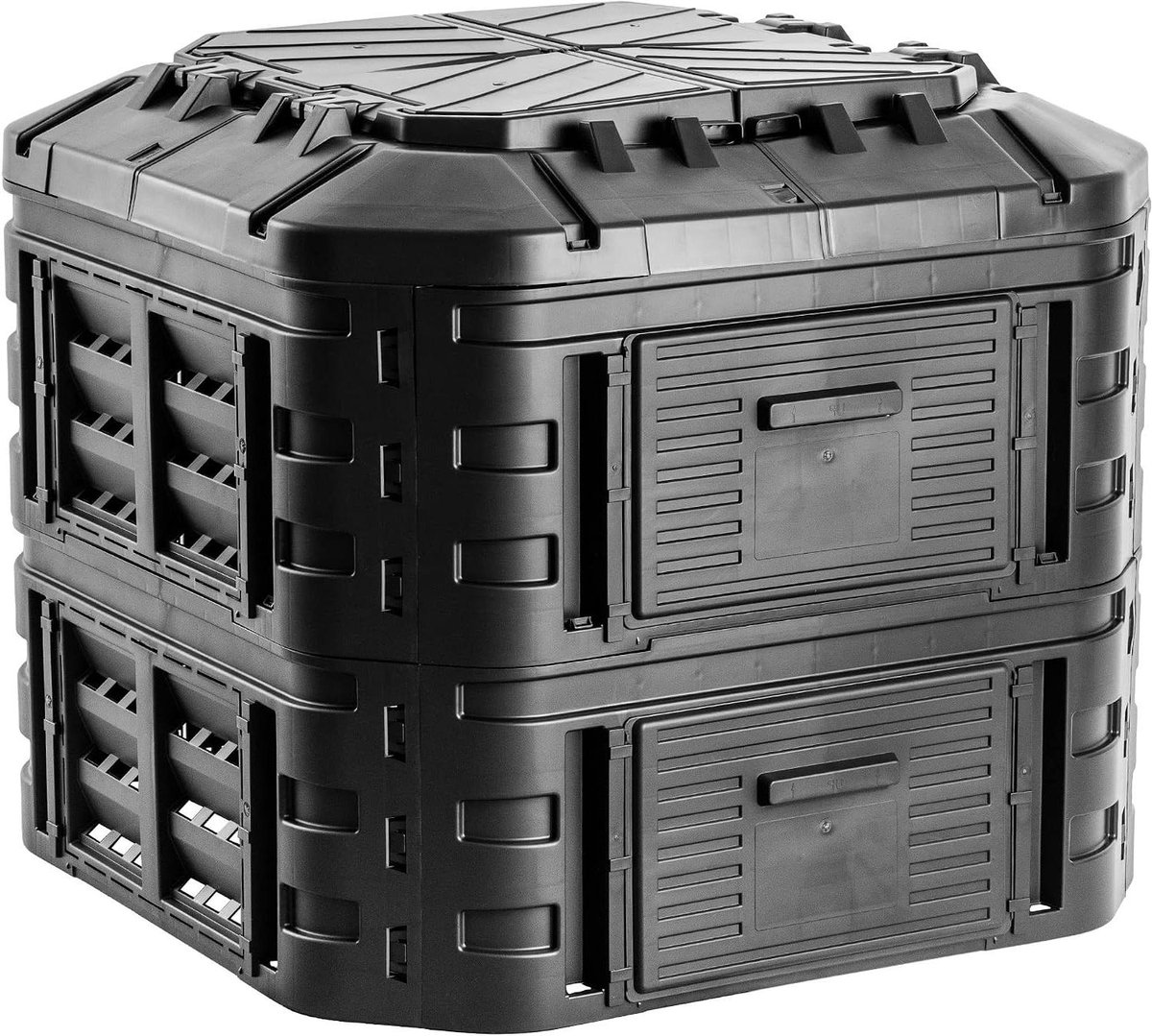 Compost Systeem - Afvalbak Tuin - Organisch Afval Verwerken - Gemaakt Van Gerecycled Plastic - 600 Liter - Zwart