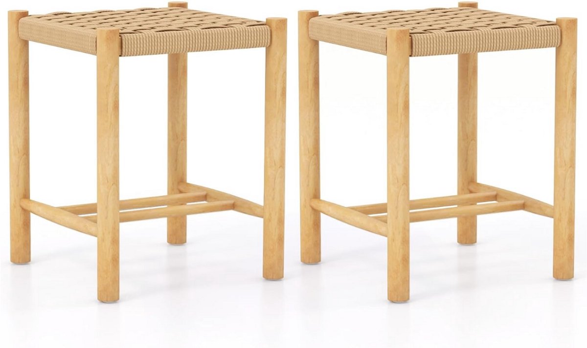 SureDeal® - Barkruk - Barkrukken Hout Barstoel - 36x36x45 cm - Naturel
