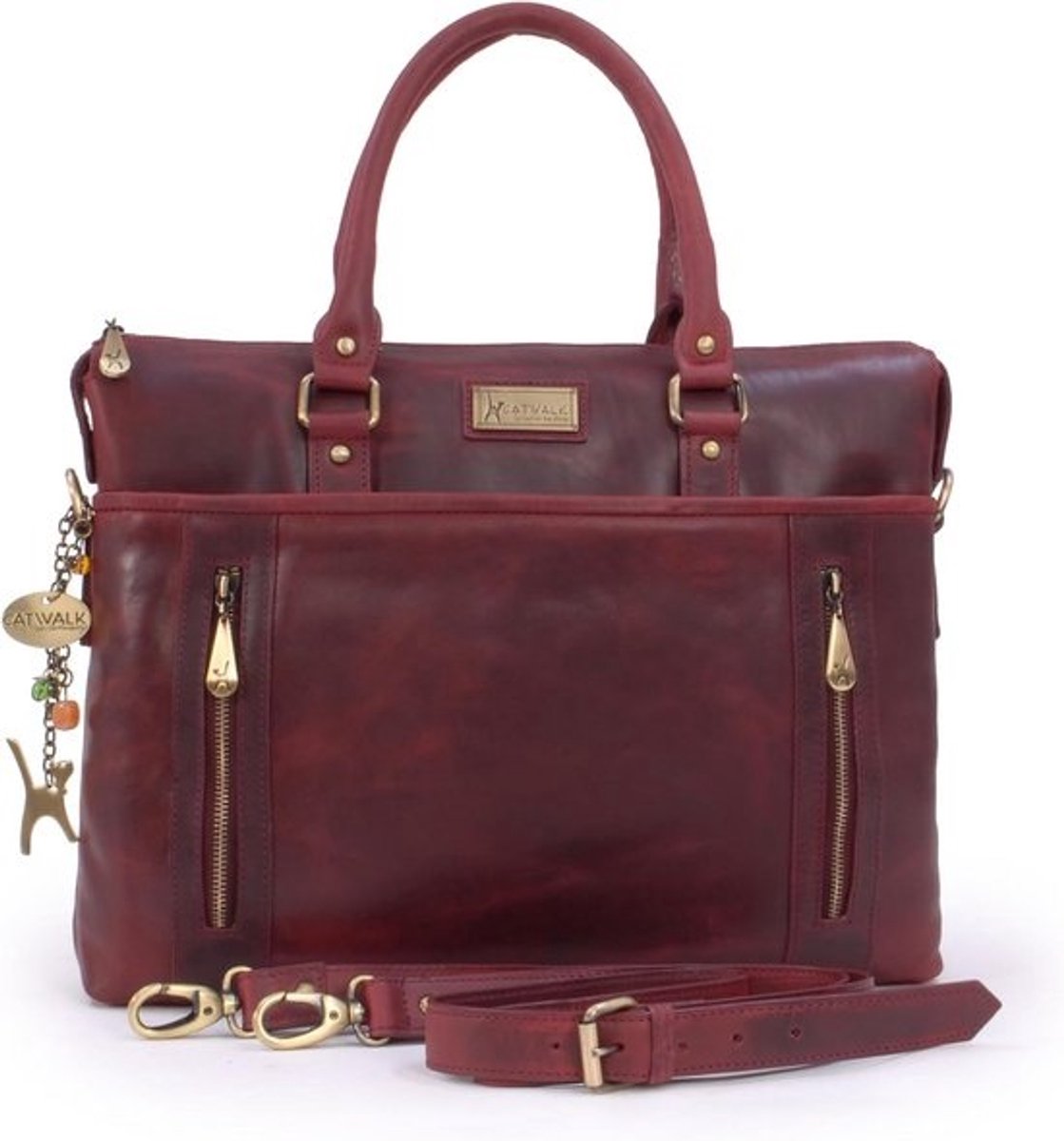 Leren Aktetas voor Vrouwen met Afneembare Schouderriem - Past bij Laptop tot 38 x 29 cm - Organizer Werk- en Documententas - Crossbody Tas voor Dagelijks Gebruik