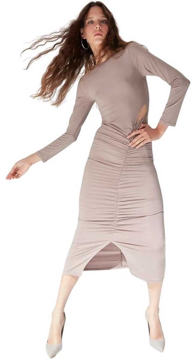 Gebreide Maxi Jurk voor Dames met Ronde Hals en Bodycon Pasvorm