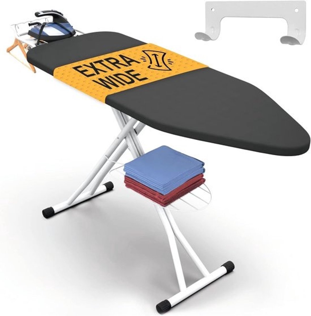 Volledige grootte strijkplank met wandhouder - Hittebestendig, Compact en Draagbaar - Ideaal voor Thuis en Kantoor