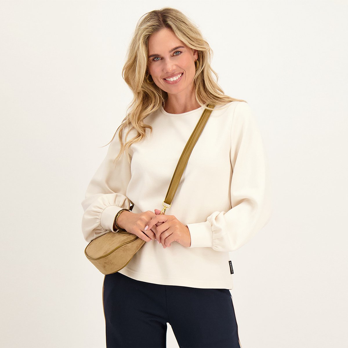 Je m'appelle Dames Top Met stretch - Beige - Maat M
