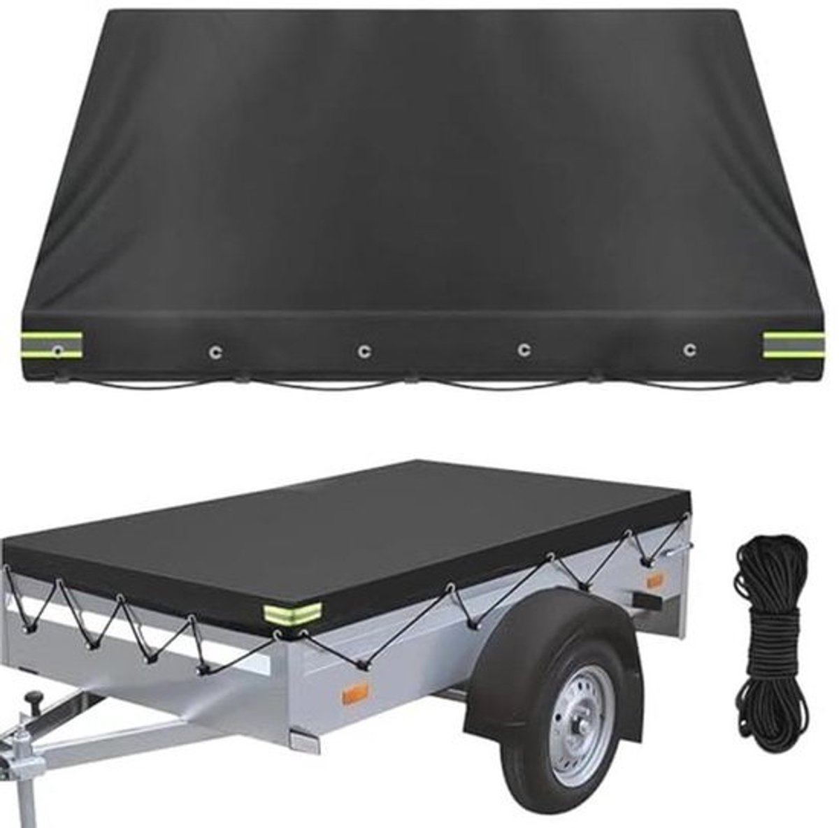 Waterdicht Afdekzeil voor Aanhangers - 214 x 122 cm, 600D Oxford, Scheurvast en Winddicht